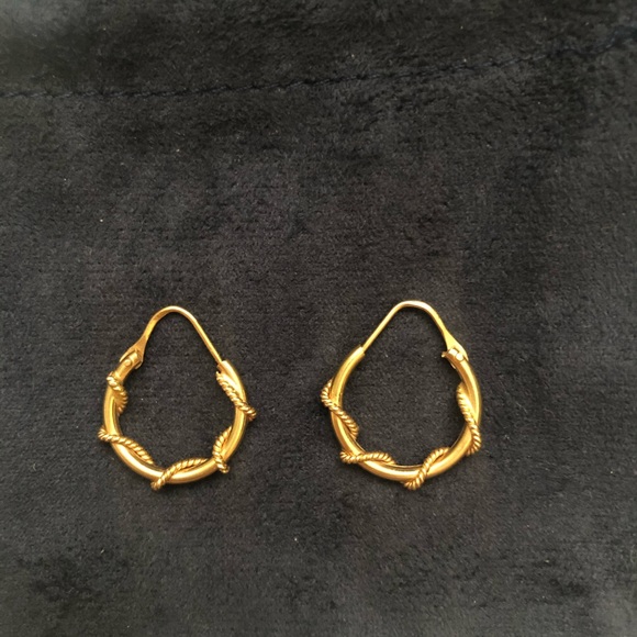 Dainty Gold Tone Lightweight Twisted Hoop Earrings - Picture 9 of 10